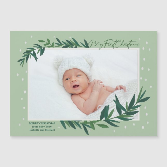  My First Christmas Baby Photo Magnetic Card (Front)