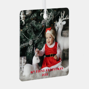 My First Christmas Baby Photo Metal Ornament Gift
