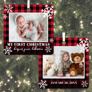 My First Christmas Baby Photo Metal Tree Decoration