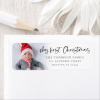 My First Christmas Baby Photo Name Return Address