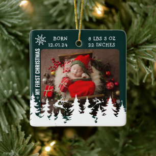 My First Christmas Birth Stats Photo Ceramic Ornament