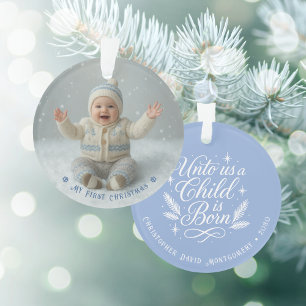 My First Christmas Blue Personalised Photo Ornament