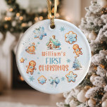 My first Christmas Boy Cookie blue snowflake Ceramic Ornament<br><div class="desc">My first Christmas Boy Cookie blue snowflake Ceramic Ornament
Matching items available.</div>
