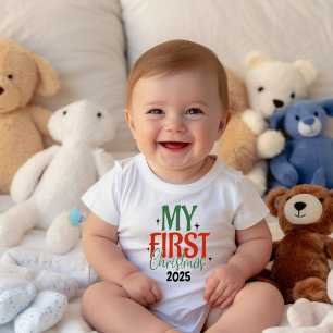 My First Christmas Bright Star Personalized Year  Baby T-Shirt