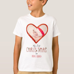 My First Christmas Brother Love Heart Baby Photo T-Shirt