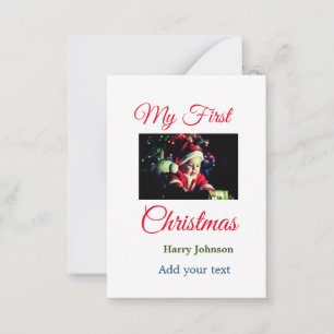 My first Christmas candle add baby photo name leav Card