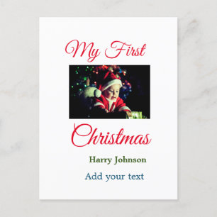 My first Christmas candle add baby photo name leav Postcard