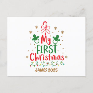 My First Christmas Candy Cane Holiday Postcard