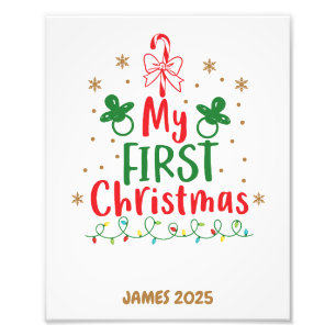 My First Christmas Candy Cane Photo Print