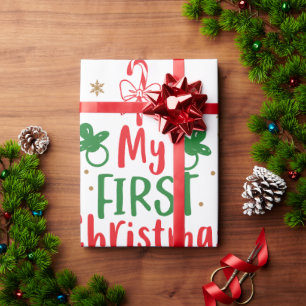 My First Christmas Candy Cane Wrapping Paper