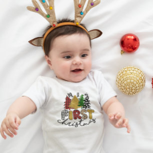 My First Christmas Colourful Trees Baby Bodysuit