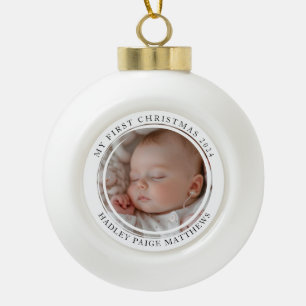 My first Christmas Custom Baby Photo Ceramic Ball Christmas Ornament