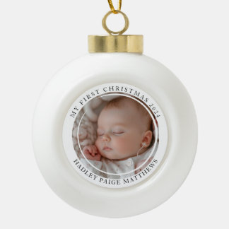 My first Christmas Custom Baby Photo Ceramic Ball Christmas Ornament