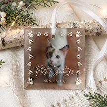 My First Christmas Custom Pet Cat Photo Paw Print
