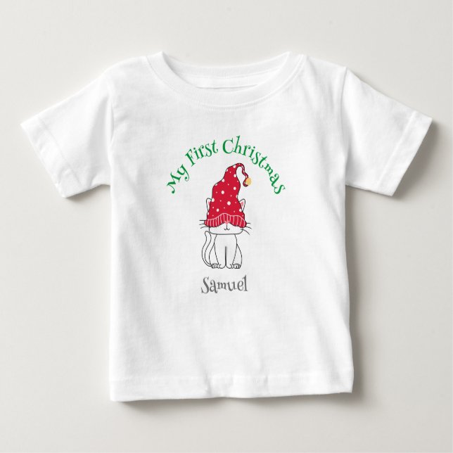 My First Christmas - customize text and image Baby T-Shirt (Front)