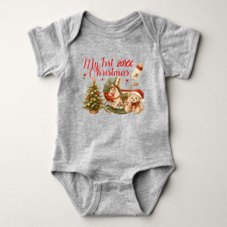 My First Christmas Cute and Colourful Baby Bodysuit