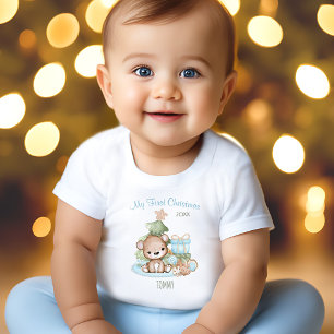 My First Christmas Cute Baby Bear Christmas Tree T-Shirt