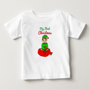 My First Christmas Cute Cartoon Elf Baby  Baby T-Shirt