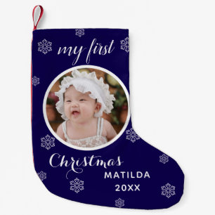 My First Christmas Cute Custom Baby Photo & Name Small Christmas Stocking