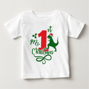 My First Christmas Cute Dinosaur Dino Baby T-Shirt