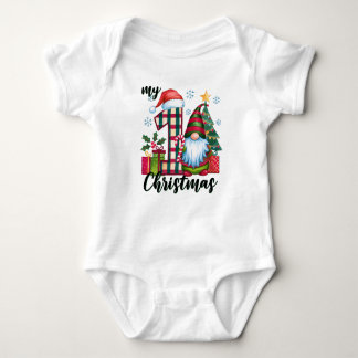 My First Christmas Cute Gnome Baby Bodysuit
