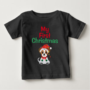 My First Christmas Cute Jack Russell Dog Baby T-Shirt