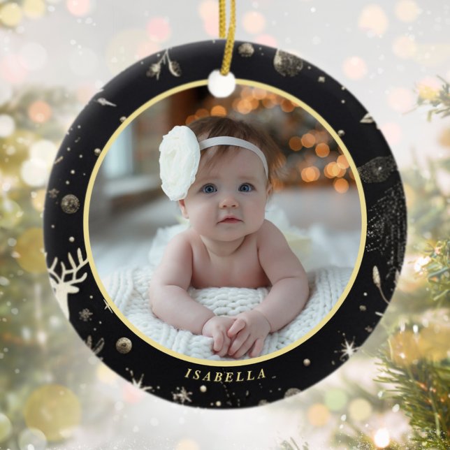 My First Christmas Cute Modern Baby Photo  Ceramic Ornament (My First Christmas Cute Modern Baby Photo Ceramic Ornament)