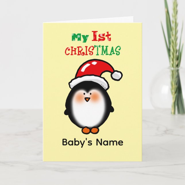 My First Christmas Cute Penguin Card (Front)