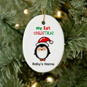 My First Christmas Cute Penguin Ceramic Ornament