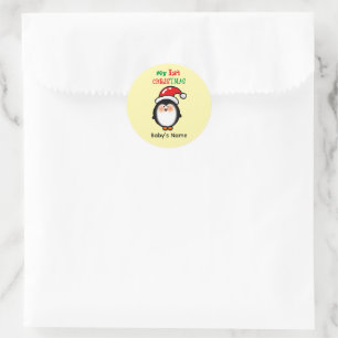 My First Christmas Cute Penguin Classic Round Sticker