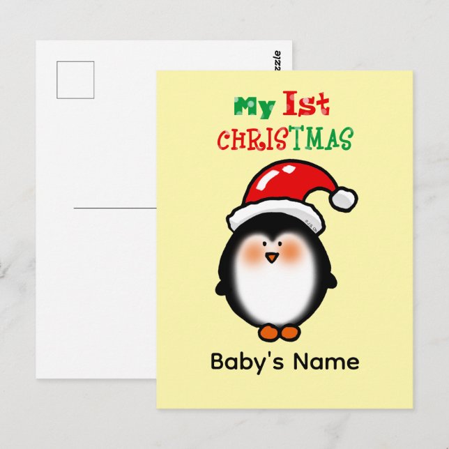 My First Christmas Cute Penguin Postcard (Front/Back)