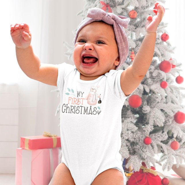 My First Christmas Cute Snowman Baby Bodysuit (Creator Uploaded)