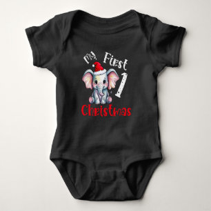 My First Christmas Elephant Baby Bodysuit