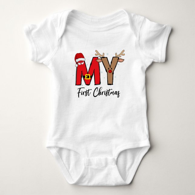 My first Christmas Family Matching xmas Baby Bodysuit (Front)