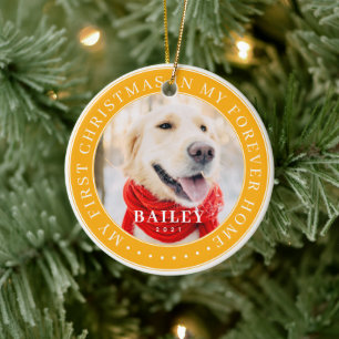  My First Christmas Forever Home Modern Pet Photo Ceramic Ornament