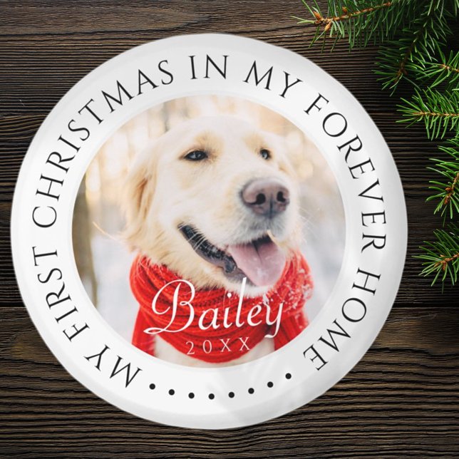 My First Christmas Forever Home Modern Pet Photo Magnet (Creator Uploaded)