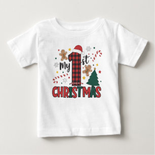 My First Christmas Gingerbread Candy Cane Baby T-Shirt