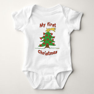 My First Christmas (Happy Tree design) Baby Bodysuit