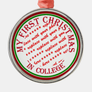 My First Christmas In College Photo Frame Metal Tree Decoration