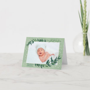 My First Christmas Modern Botanical Baby Photo Holiday Card