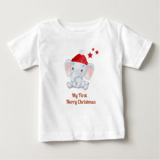 My first Christmas new born babies- Santa elephant Baby T-Shirt