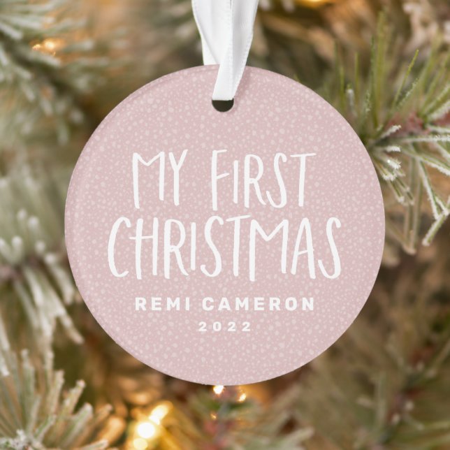 My first Christmas newborn baby personalised pink Ornament (Tree)