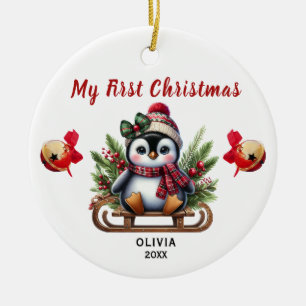 My First Christmas Penguin Ceramic Ornament
