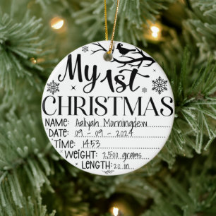 My First Christmas Personalised Name Date Time Ceramic Ornament