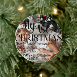 My First Christmas Personalised Name Date Time Ceramic Ornament
