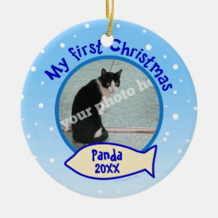 My First Christmas Personalised Photo Cat Ornament
