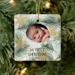 My First Christmas – Personalized Baby Photo Ceramic Ornament