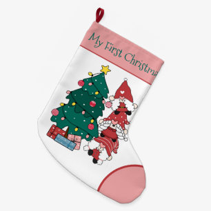 My First Christmas Personalized Gnomes  Large Christmas Stocking