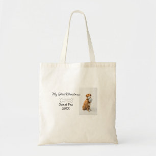 My first Christmas pet animal photo name year bone Tote Bag