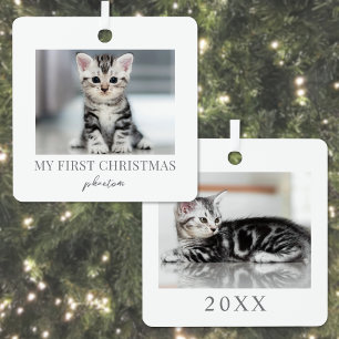 My First Christmas Pet Cat Photo Metal Tree Decoration